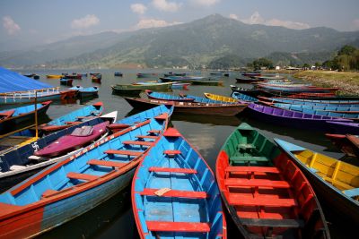 Private boat on Phewa Lake with Tal Barahi Temple